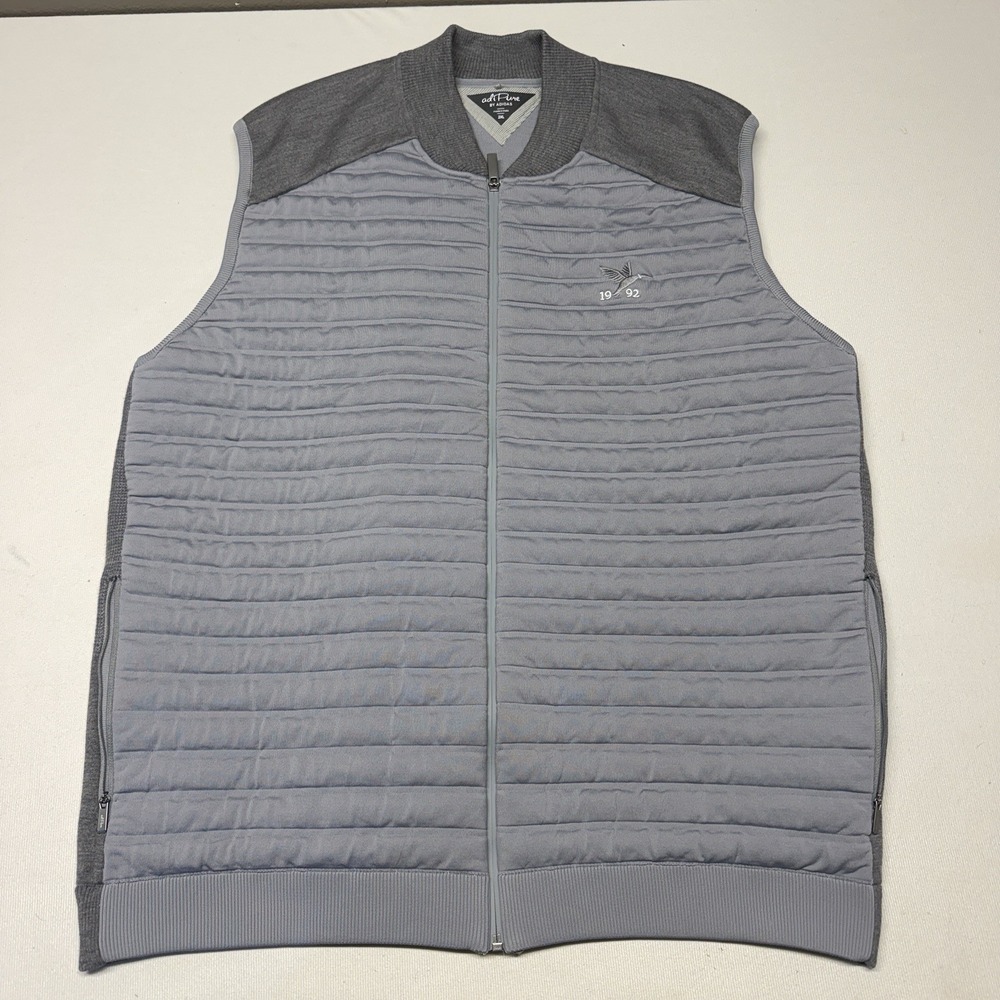 Adidas Adi Pure Men's Gray Quilted Golf Zip Vest 2XL Active Casual